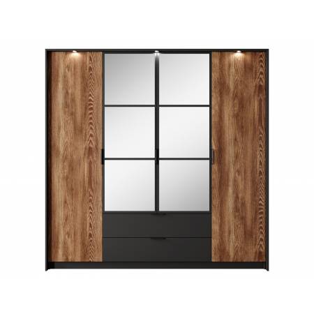 Szafa 220 cm w stylu LOFT 4-drzwiowa z lustrem  MONTI